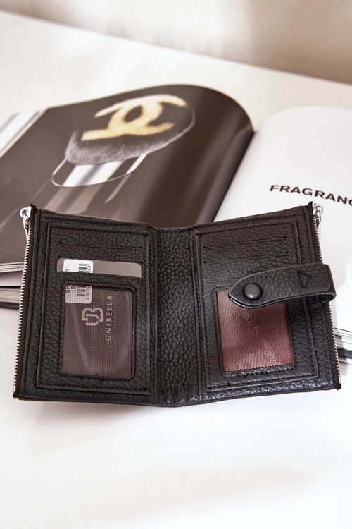 Eko Skórzany Portfel Damski Czarny Bronica