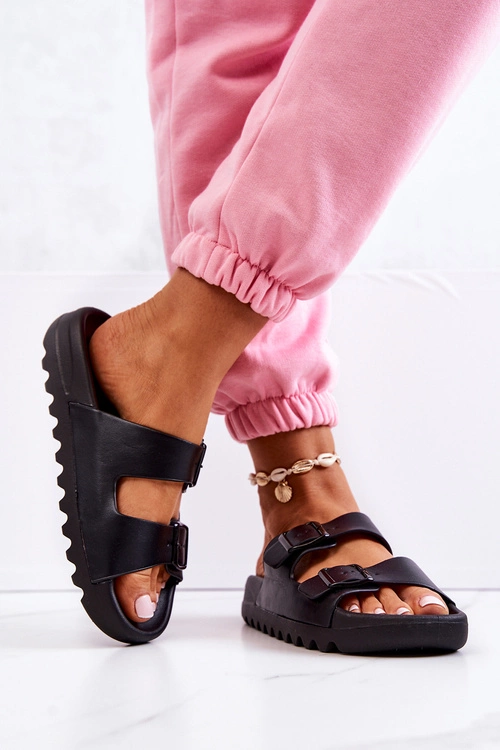 Gumowe Klapki Na Platformie Czarne Westie