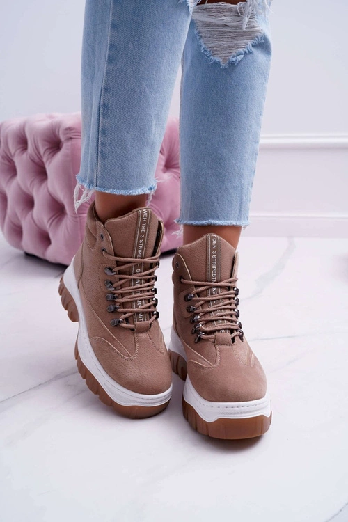 Obuwie Trekkingowe Damskie Trapery Beżowe Greem