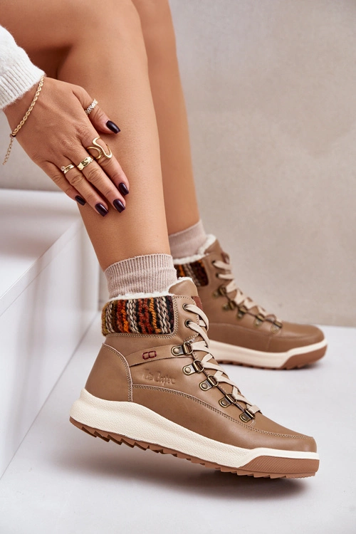 Skórzane Botki Damskie Ocieplane Lee Cooper LCJ-24-01-2985 Beżowe