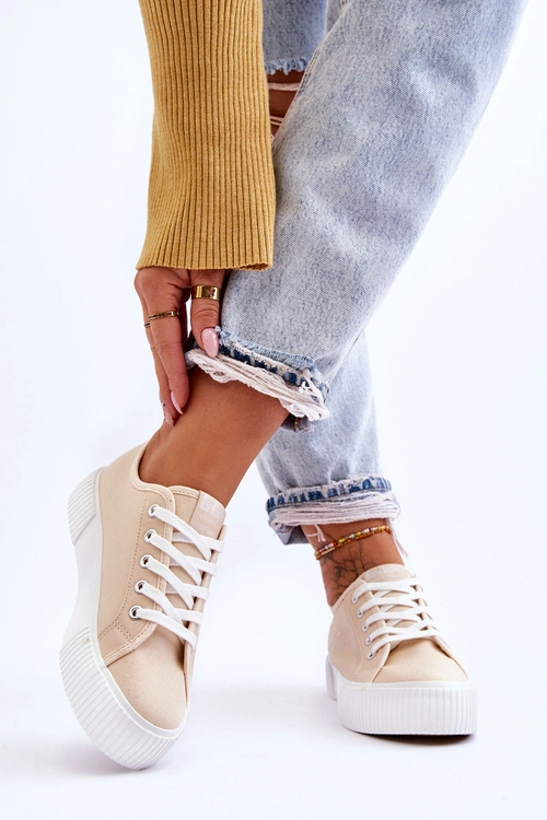 Wygodne Trampki Na Platformie Lee Cooper LCW-23-31-1808L Beżowe