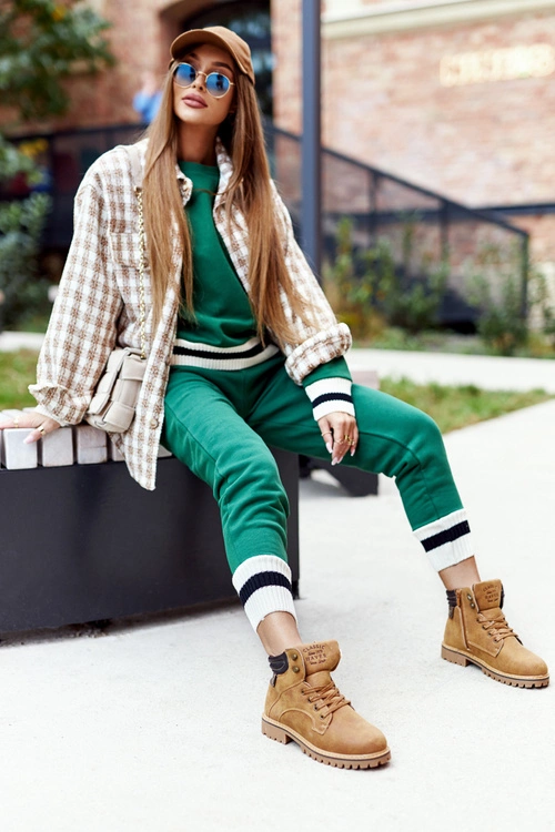 Damskie Ocieplane Trapery Na Suwak Camel Lenox