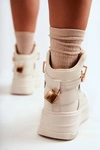 Damskie Ocieplane Wysokie Buty Sportowe Beżowe Lexa
