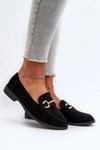 Mokasyny Damskie Na Płaskim Obcasie Z Ozdobą Czarne Aviole