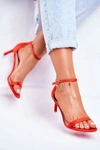 Sandały Damskie Na Szpilce Klasyczne Czerwone Mintore
