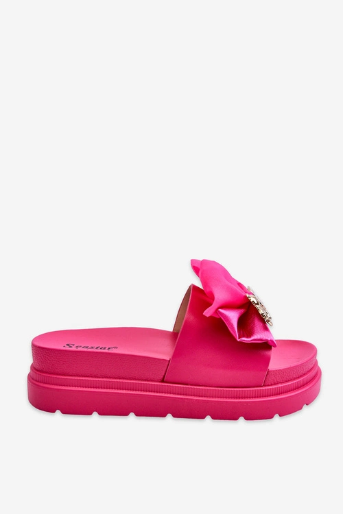 Klapki Z Kokardą I Ozdobnym Misiem Fuksja Suzy
