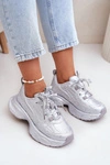 Sneakersy Damskie Zdobione Cyrkoniami Srebrne Porrot