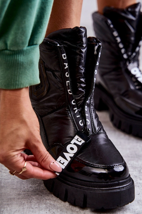 Damskie Ocieplane Śniegowce Na Suwak Czarne Marit