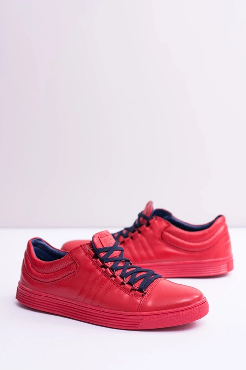 Męskie Skórzane Tenisówki Czerwone Elon