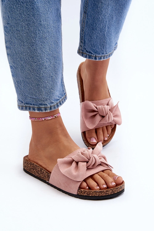 Damskie Klapki Z Kokarda Różowe Ezephira