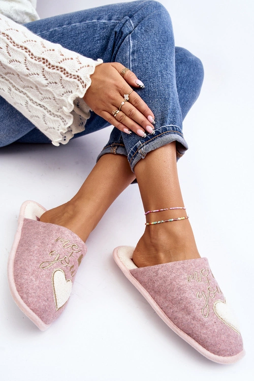 Damskie Klasyczne Kapcie Wsuwane Ocieplane Różowe Mabira