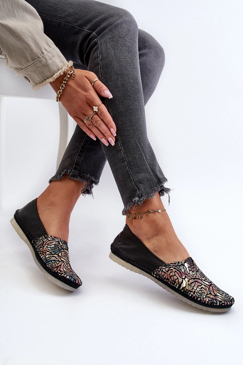 Damskie Skórzane Baleriny Maciejka 1930B-01 Czarne