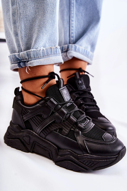 Damskie Sportowe Buty Sneakersy Czarne Daren