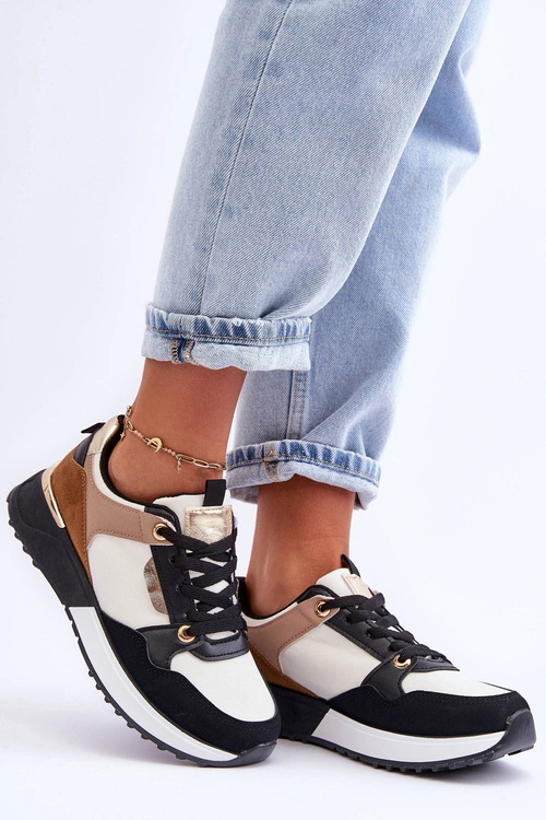 Stylowe buty sportowe damskie Beżowo-Czarne Katenia