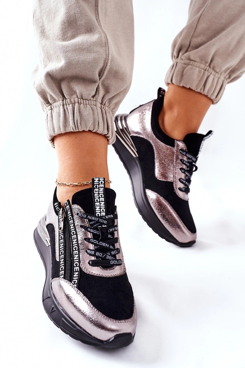 Sportowe Damskie Buty Sneakersy Czarne Aduan