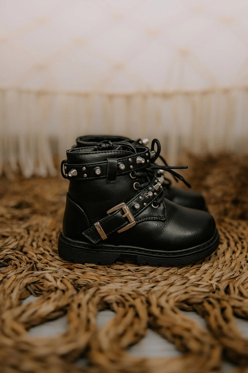 Dziecięce Botki Ocieplane Futerkiem Czarne Flossie