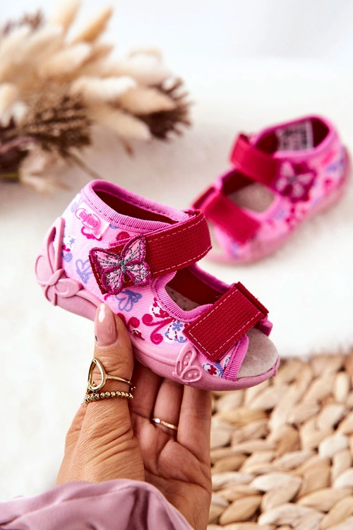 Sandałki Befado Na Rzep 342P021 Różowe