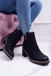 Damskie Botki Na Słupku Ocieplane Filcem Czarne Delia