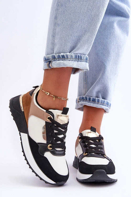 Stylowe buty sportowe damskie Beżowo-Czarne Katenia