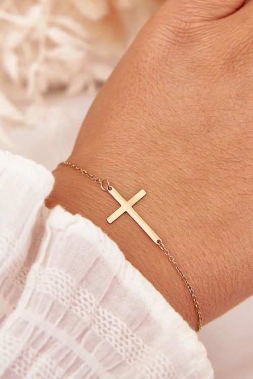 Bransoletka Z Krzyżykiem Stal Chirurgiczna Złota