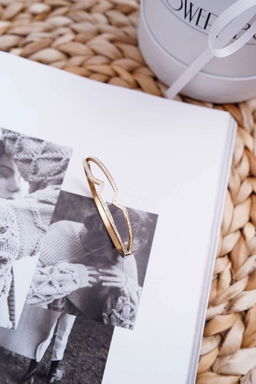 Damska Bransoleta Stalowa Z Cyrkoniami Złota Grenn