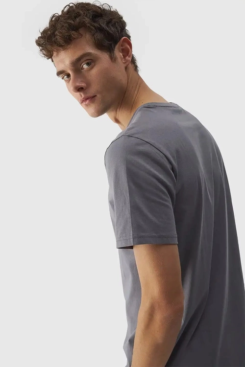 Koszulka Męska Gładka Z Logo 4F 4FWMM00TTSHM1843-25S Szara