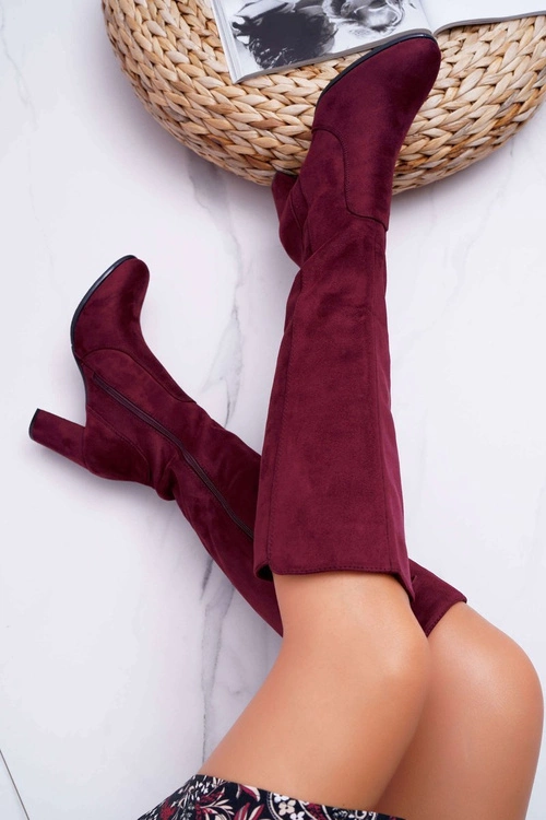 Damskie Kozaki Sergio Leone Zamszowe Bordowe KZ275