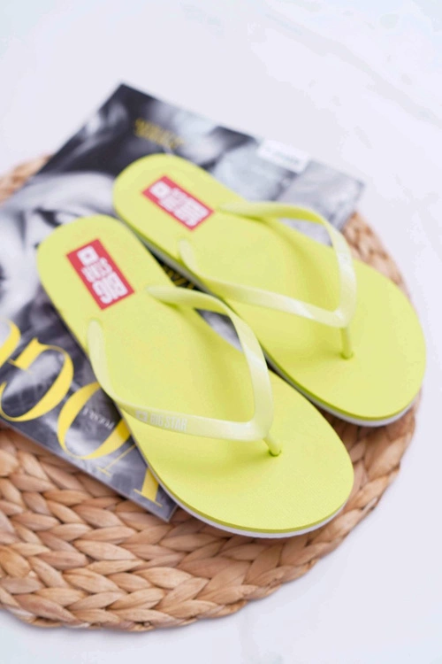 Klapki Damskie Japonki Big Star Neon Limonkowe AA274A129
