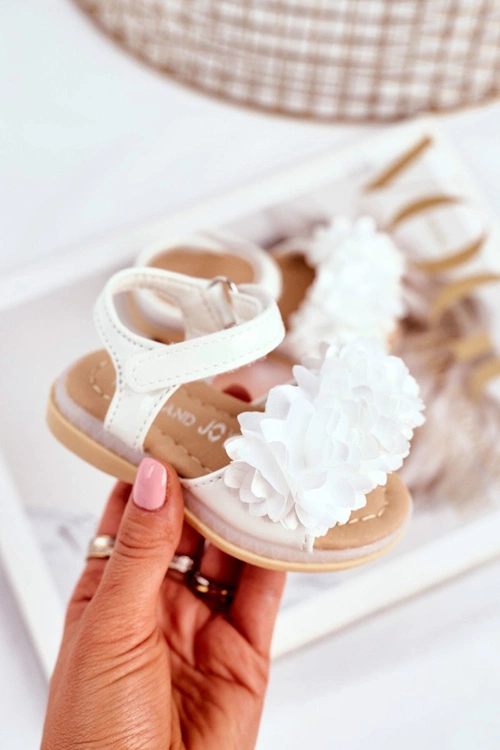 Dziecięce Sandałki Na Rzep Świecące Białe Milena