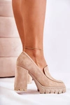 Modne Czółenka Na Platformie Lewski Shoes 3196 Beżowe