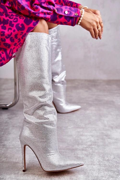 Modne Kozaki Na Szpilce Z Cyrkoniami Srebrne Lovisa