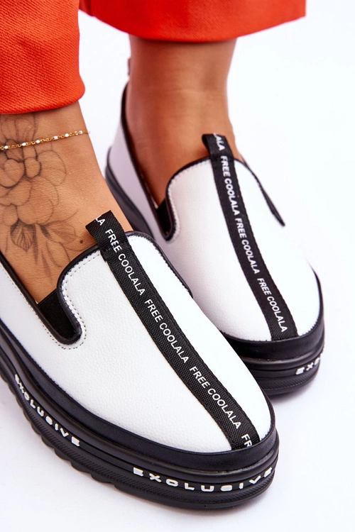 Wsuwane Skórzane Damskie Trampki Białe Nathalie