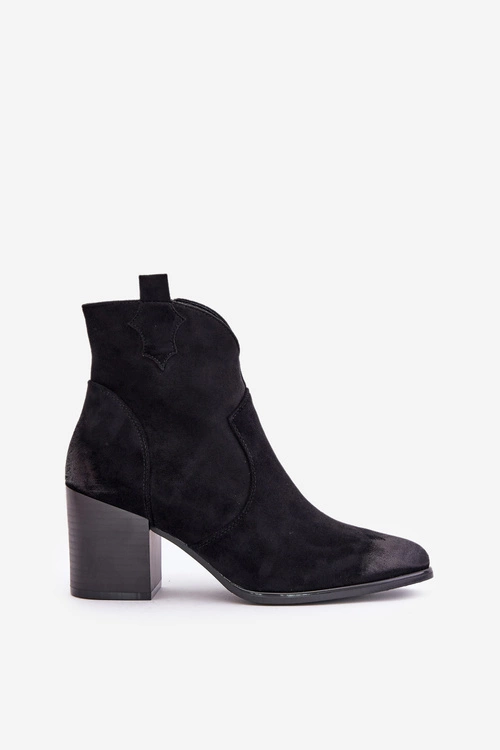 Botki Kowbojki Na Słupku Ocieplane Z Eko Zamszu Vinceza 58345 Czarne