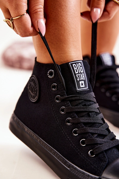 Damskie Wysokie Trampki Big Star FF274A170 Czarne