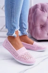 Damskie Koronkowe Balerinki Pudrowy Róż Sensitive