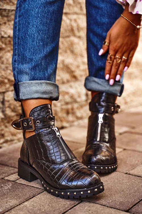 Botki Damskie Z Wycięciami Czarne Hampton