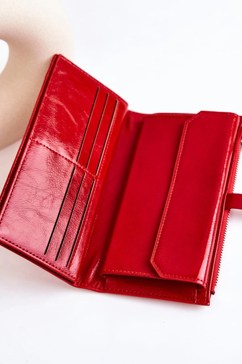 Duży Skórzany Portfel Na Magnes Czerwony Nereva