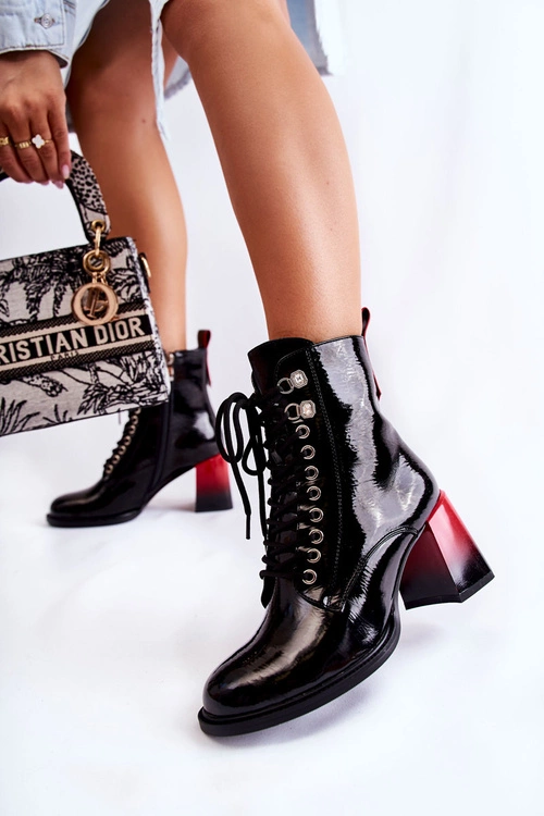 Modne Ocieplane Botki Na Obcasie Czarne Alisse