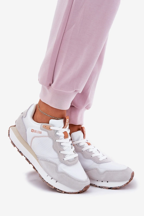 Zamszowe Lekkie Buty Sportowe Damskie Big Star RR274235 HI-POLY SYSTEM Beżowe