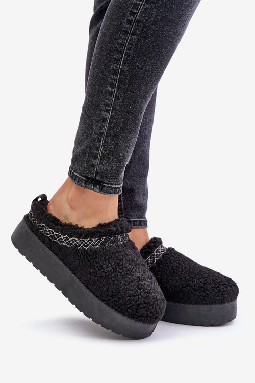 Śniegowce Na Platformie Z Futerkiem Typu Baranek Czarne Mesirra