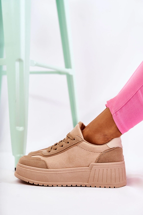 Damskie Zamszowe Buty Sportowe Beżowe Segurro