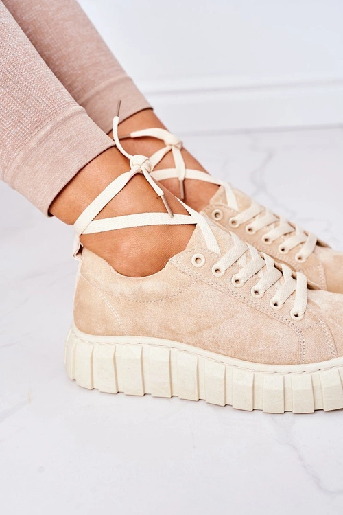 Zamszowe Tenisówki Na Platformie Beżowe Whatever
