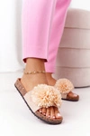 Klapki Na Korkowej Podeszwie Beżowe Flowerbomb
