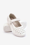 Dziecięce Ażurowe Balerinki Białe Lenna