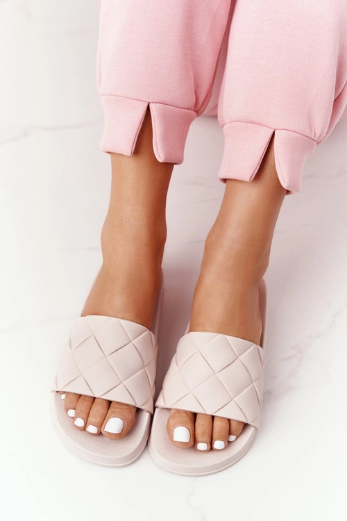 Gumowe Klapki Damskie Beżowe Let's Swim