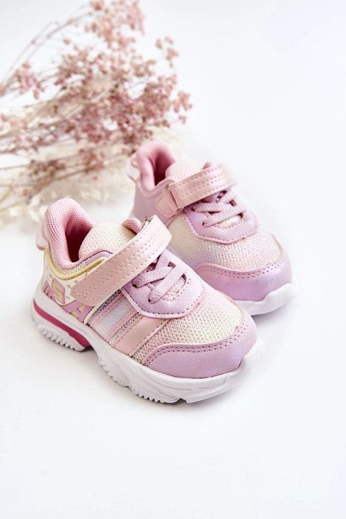 Dziecięce Lekkie Buty Sportowe Na Rzep Różowe Akella