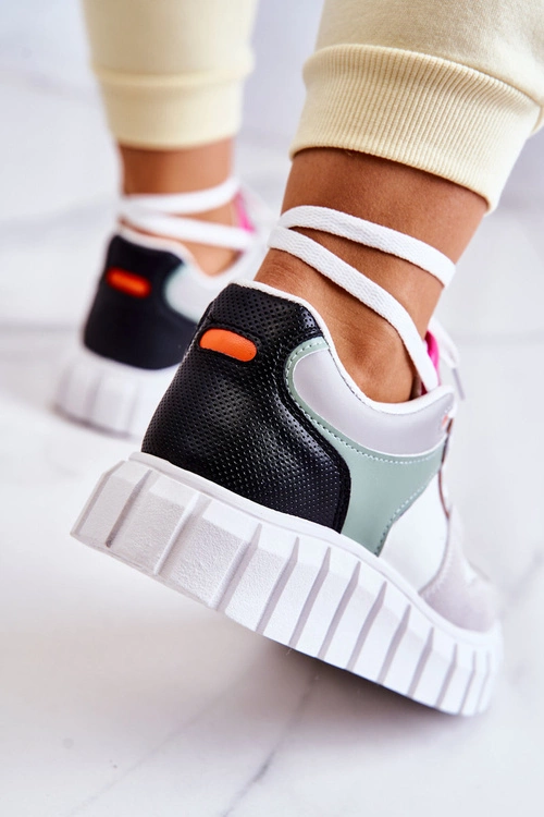 Damskie Skórzane Buty Sportowe Biało-Szare Florentine