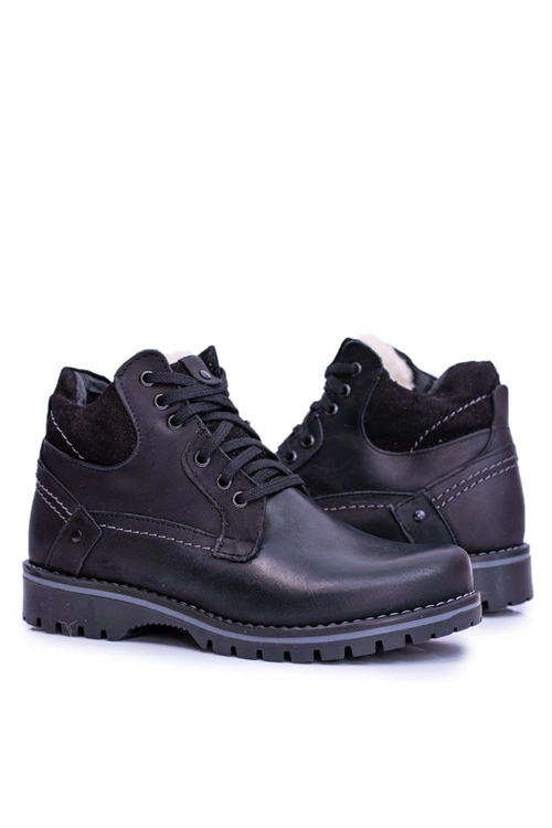 Botki Męskie i Młodzieżowe Czarne Ocieplone Polarem Komodo 885