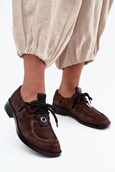 Półbuty Barefoot Damskie Z Naturalnego Zamszu D&A CR62-3460 Czekoladowe