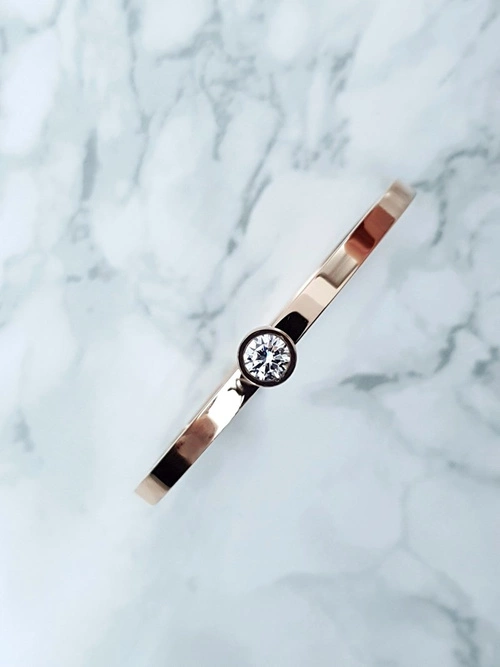 Damska Bransoleta Stalowa Z Cyrkonią Różowe Złoto Gemma